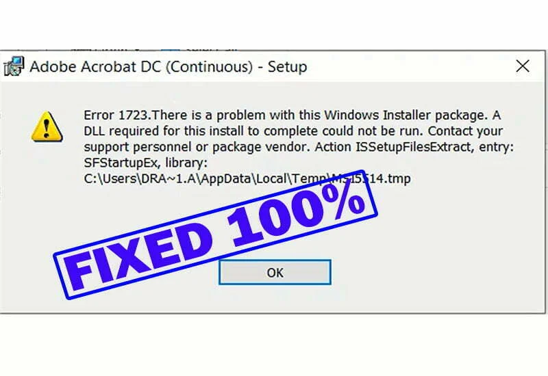 Error 1723 There is a problem with this Windows Installer package