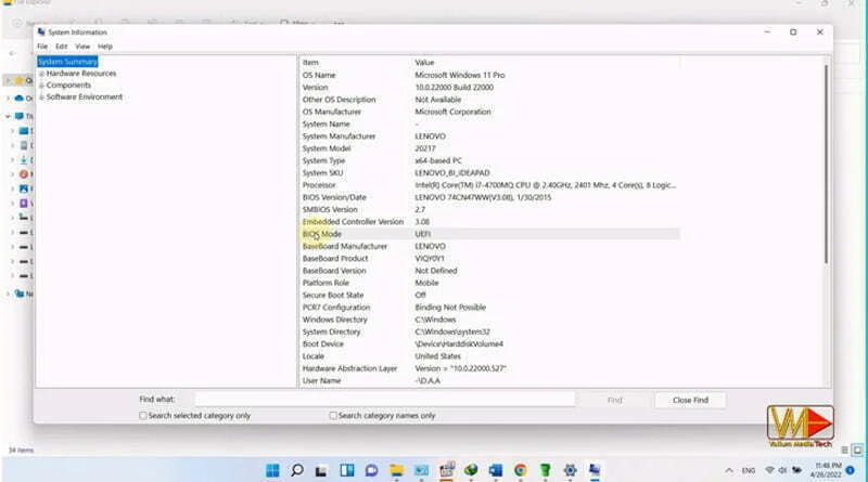 How to know the BIOS mode in windows