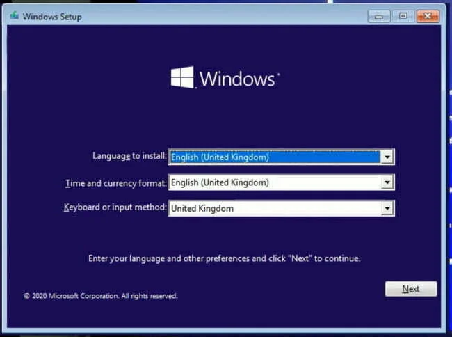 Select Windows language language