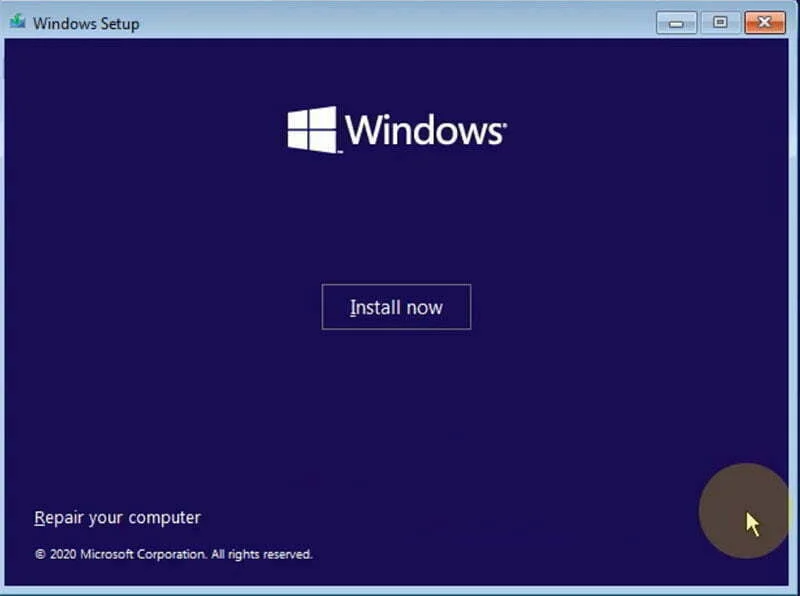 Windows Preinstallation menu