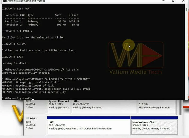 Create Boot Partition manually to fix rong Boot Partition Count, expected 1 but found