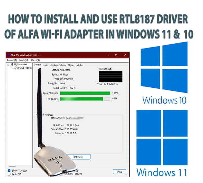 How to Install and Use RTL8187 Driver of Alfa Wi-Fi Adapter in Windows 11 & 10