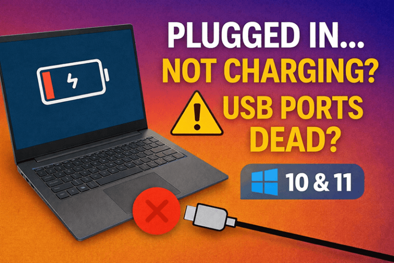 Laptop Plugged In but Not Charging & USB Ports Not Working | Windows 11 ...
