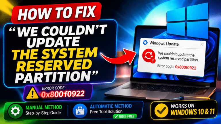 System Fixes Complete How to Fix We Couldn’t Update the System Reserved Partition (0x800f0922 ...