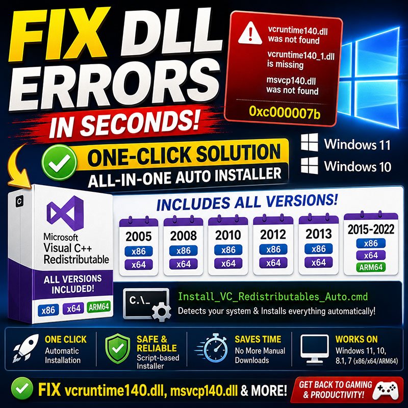 How to Fix vcruntime140.dll Not Found, vcruntime140_1.dll, or msvcp140.dll Missing Errors on Windows 10&11