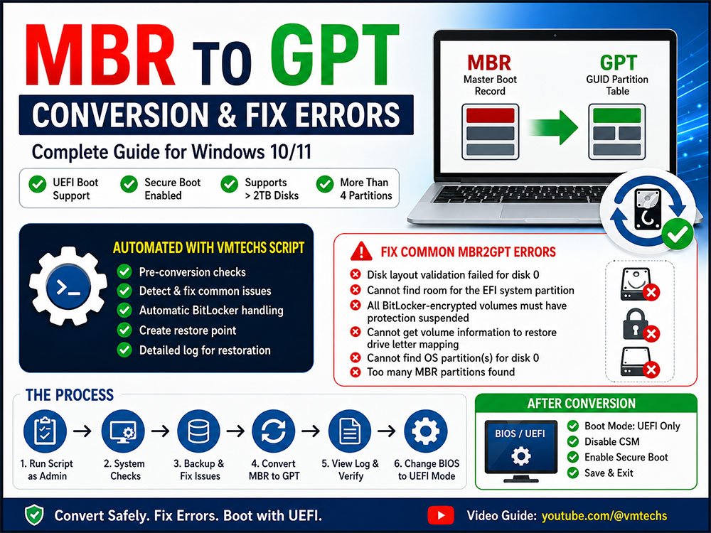 How to Convert MBR to GPT Without Data Loss One-Click Fix All MBR2GPT Errors in Windows 10
